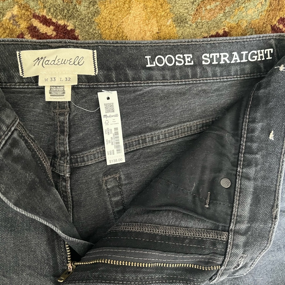 Madewell Men's Loose Straight Jeans in Dark Gray